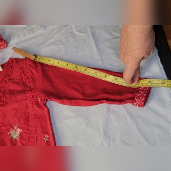 Girls' Red Rose-Embroidered Casual Tunic/Dress - Picture 6 of 11